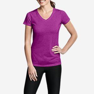 Eddie Bauer Purple V-neck Short Sleeve Shirt Large